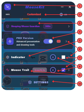 MouseKit PRO panel zatvoren